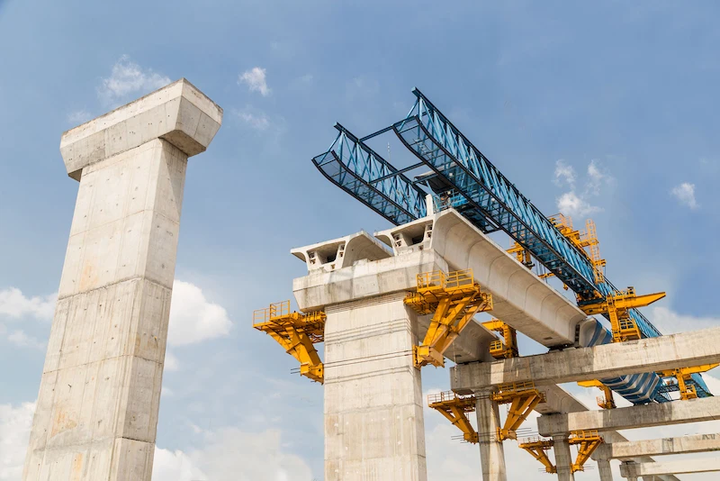 Construction site with steel structure